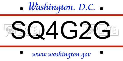 SQ4G2G District Of Columbia License Plate