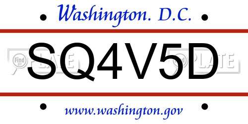SQ4V5D District Of Columbia License Plate