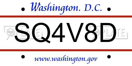 SQ4V8D District Of Columbia License Plate