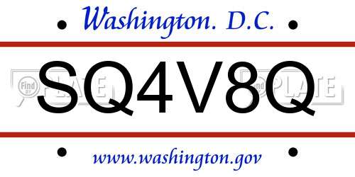SQ4V8Q District Of Columbia License Plate