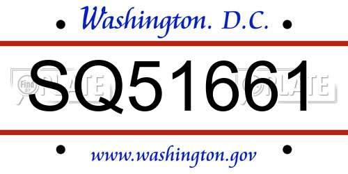 SQ51661 District Of Columbia License Plate