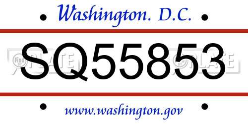 SQ55853 District Of Columbia License Plate