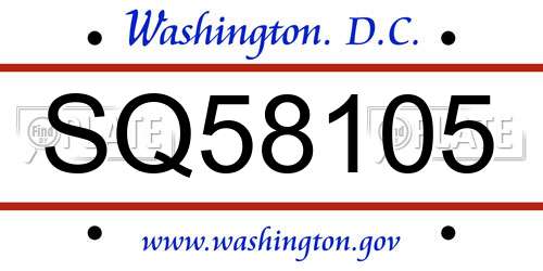 SQ58105 District Of Columbia License Plate