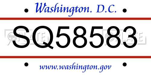 SQ58583 District Of Columbia License Plate