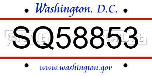 SQ58853 District Of Columbia License Plate