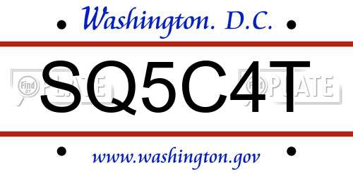 SQ5C4T District Of Columbia License Plate