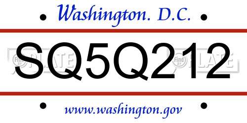 SQ5Q212 District Of Columbia License Plate