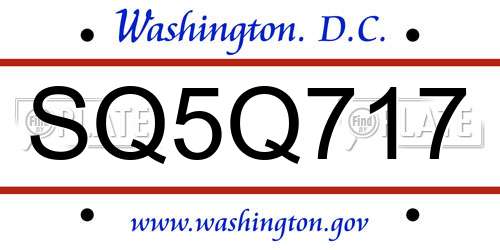 SQ5Q717 District Of Columbia License Plate