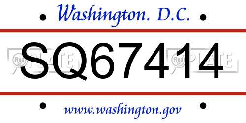 SQ67414 District Of Columbia License Plate