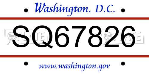 SQ67826 District Of Columbia License Plate