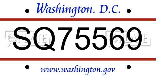 SQ75569 District Of Columbia License Plate