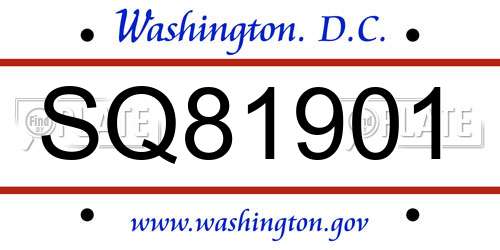 SQ81901 District Of Columbia License Plate