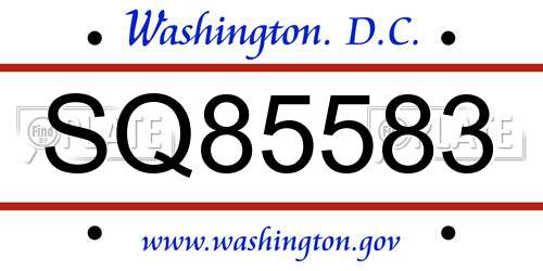 SQ85583 District Of Columbia License Plate