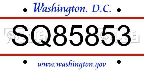 SQ85853 District Of Columbia License Plate