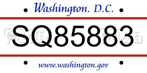 SQ85883 District Of Columbia License Plate