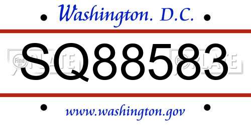 SQ88583 District Of Columbia License Plate