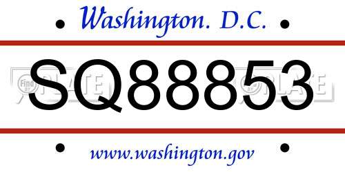 SQ88853 District Of Columbia License Plate