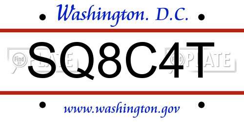 SQ8C4T District Of Columbia License Plate