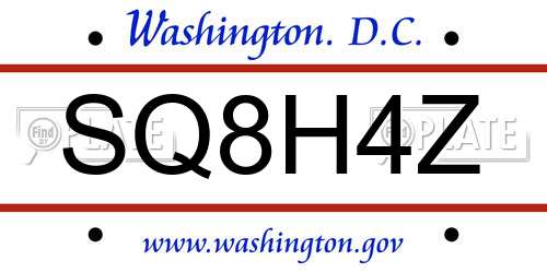 SQ8H4Z District Of Columbia License Plate