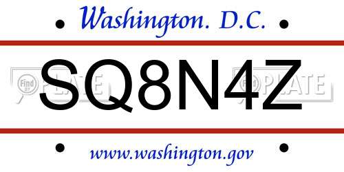 SQ8N4Z District Of Columbia License Plate