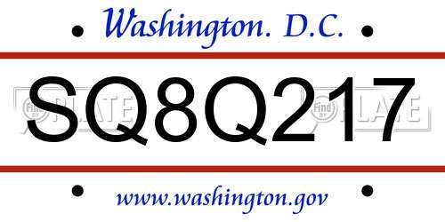 SQ8Q217 District Of Columbia License Plate