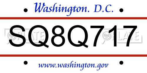 SQ8Q717 District Of Columbia License Plate