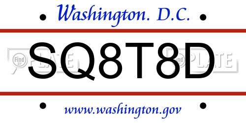 SQ8T8D District Of Columbia License Plate