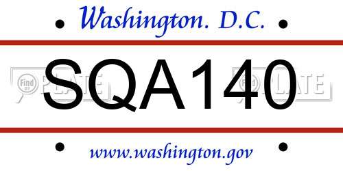 SQA140 District Of Columbia License Plate