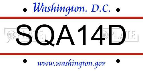 SQA14D District Of Columbia License Plate