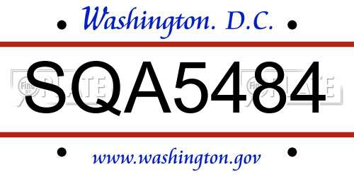 SQA5484 District Of Columbia License Plate