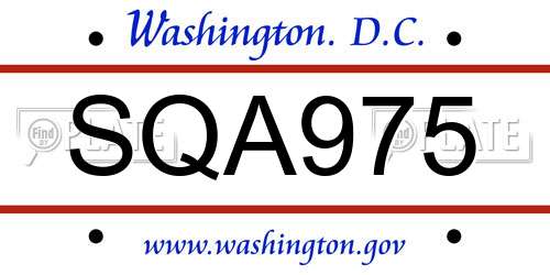 SQA975 District Of Columbia License Plate