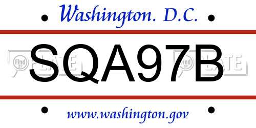 SQA97B District Of Columbia License Plate