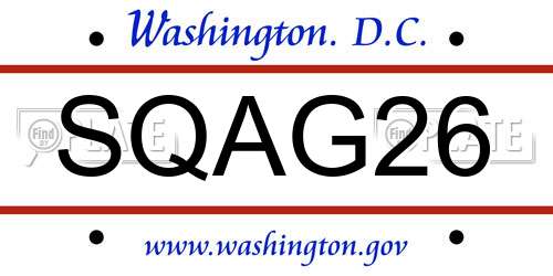 SQAG26 District Of Columbia License Plate