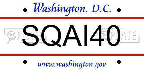 SQAI40 District Of Columbia License Plate
