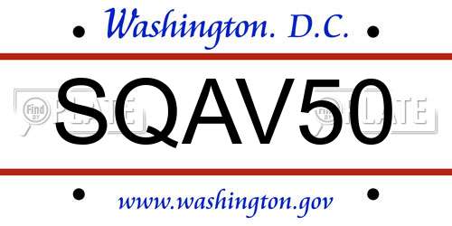SQAV50 District Of Columbia License Plate