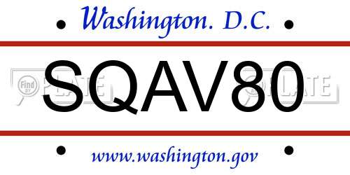 SQAV80 District Of Columbia License Plate