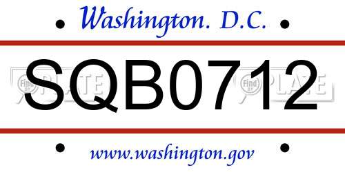 SQB0712 District Of Columbia License Plate