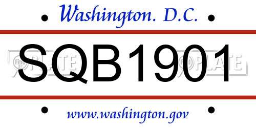SQB1901 District Of Columbia License Plate