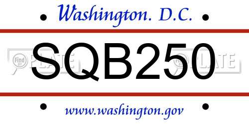SQB250 District Of Columbia License Plate