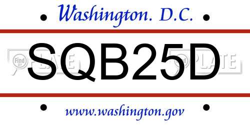 SQB25D District Of Columbia License Plate
