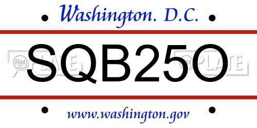 SQB25O District Of Columbia License Plate