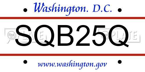 SQB25Q District Of Columbia License Plate