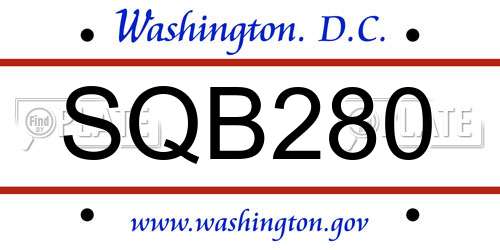 SQB280 District Of Columbia License Plate