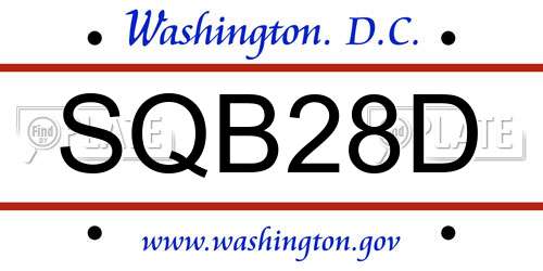 SQB28D District Of Columbia License Plate