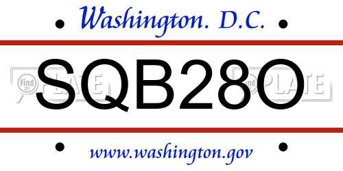 SQB28O District Of Columbia License Plate