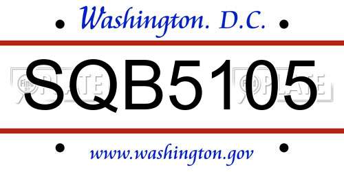 SQB5105 District Of Columbia License Plate