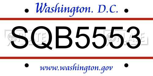 SQB5553 District Of Columbia License Plate