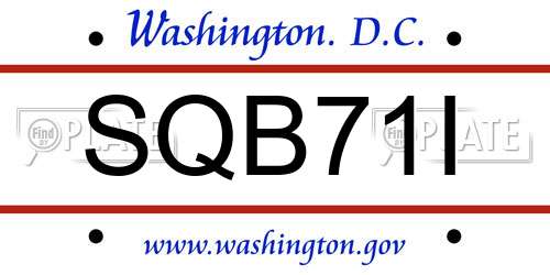 SQB71I District Of Columbia License Plate