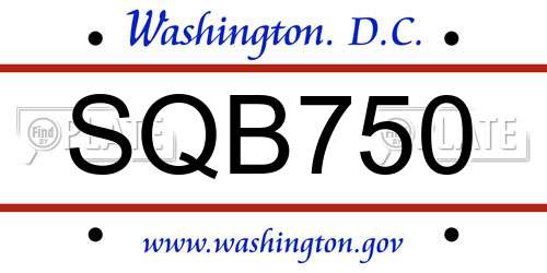 SQB750 District Of Columbia License Plate
