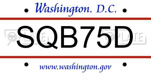 SQB75D District Of Columbia License Plate